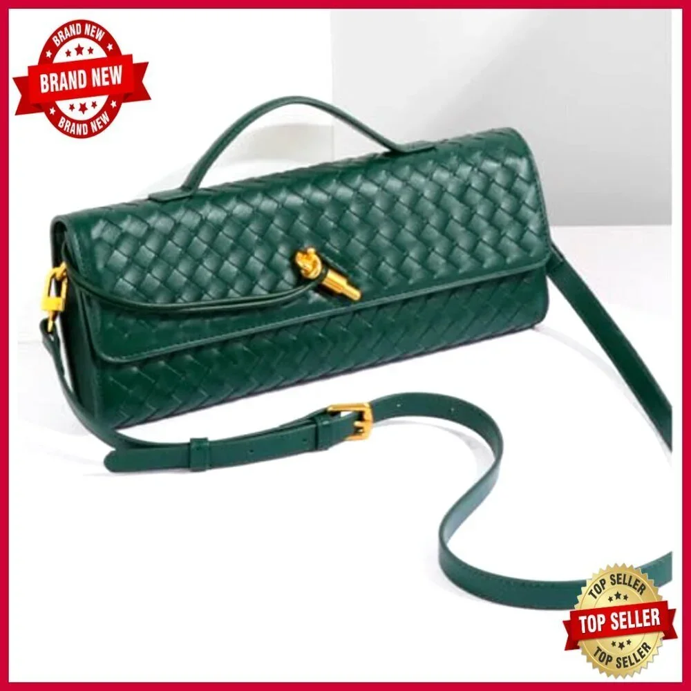 Small PU Leather Woven Satchel Crossbody Shoulder Bag Evening Clutch